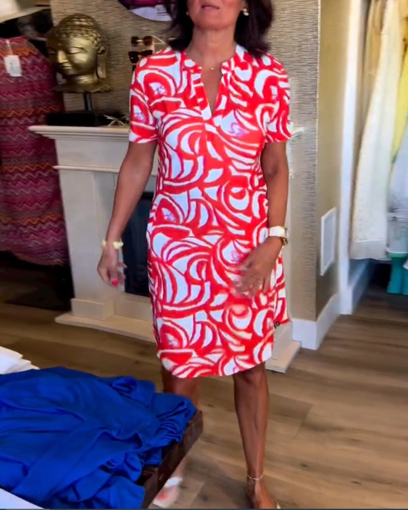 Casual kortærmet kjole med print