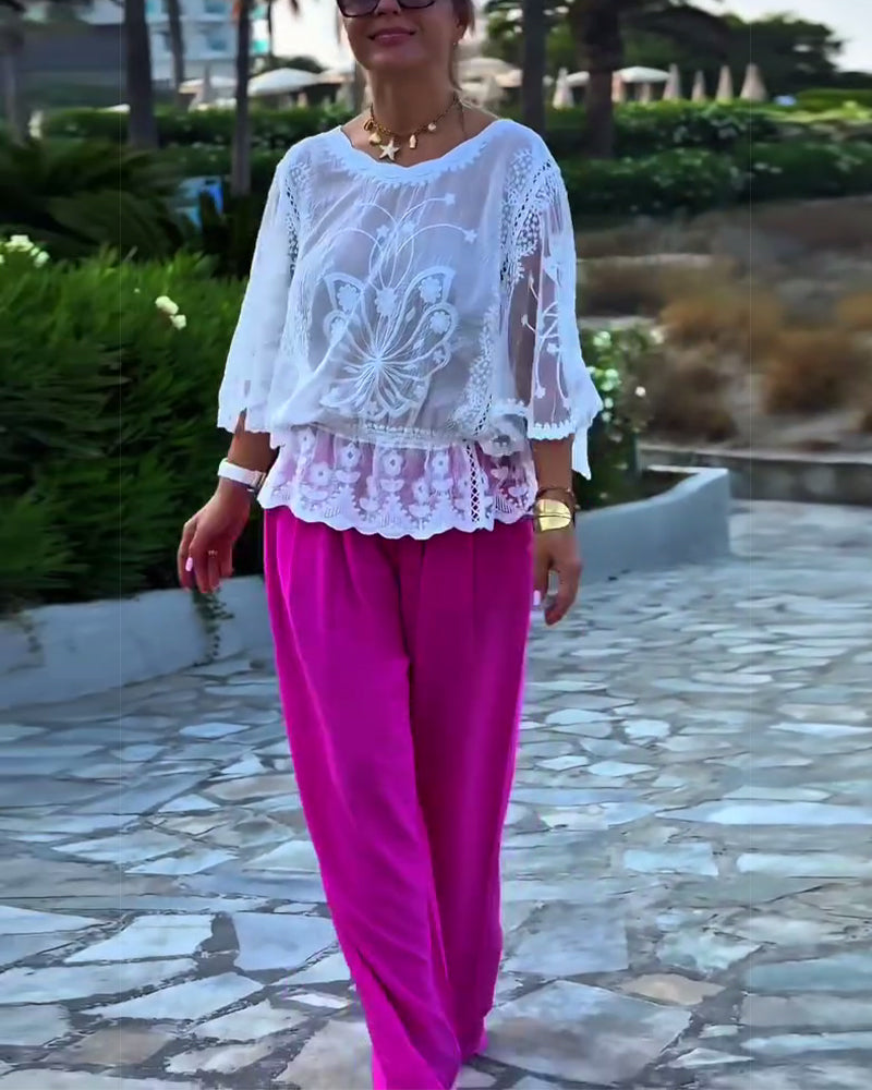 Bluse Ensfarvet Moderigtig