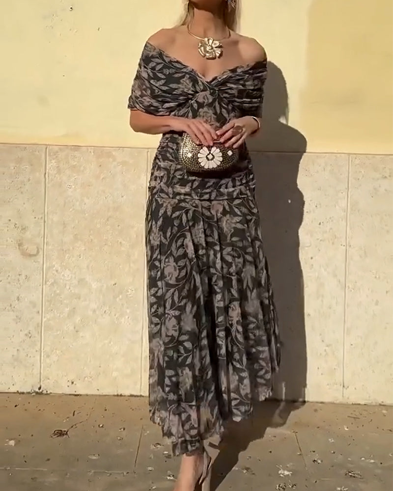 Kjole V-Udskæring Off-Shoulder Moderne