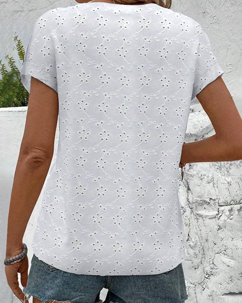 Skjorte Ståkrave Blonder Hul Knap