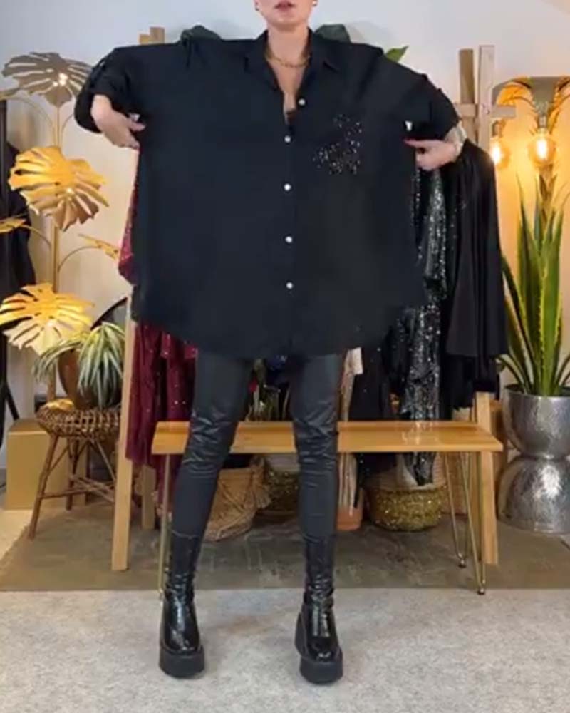 Afslappet skjorte med løs temperament lommepailletter