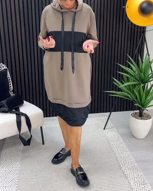 Hættetrøje Patchwork Kontrastfarve