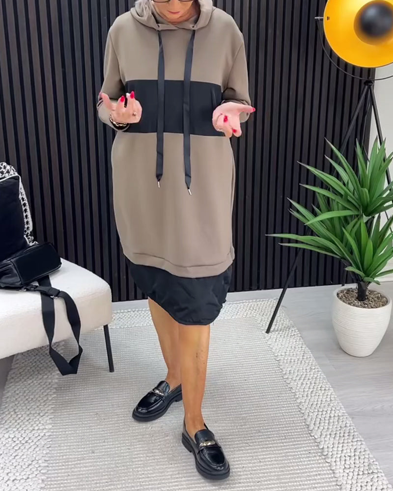 Hættetrøje Patchwork Kontrastfarve