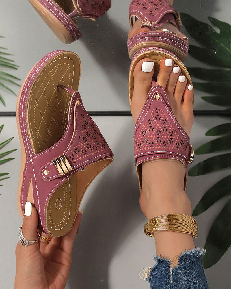 Sandaler Med Tyk Sål Udskåret Tårem