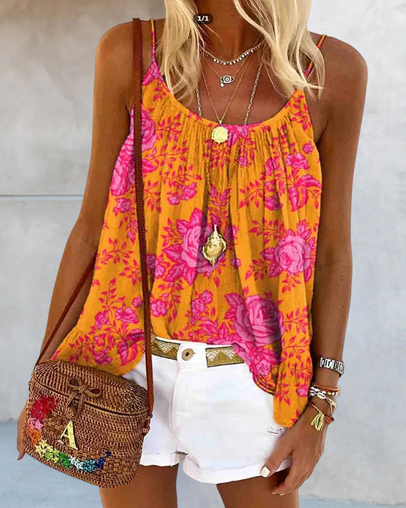 Tank Top Camisole Trykt Casual