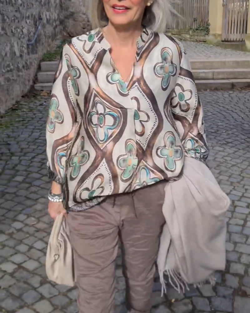 Langærmet bluse i retrostil