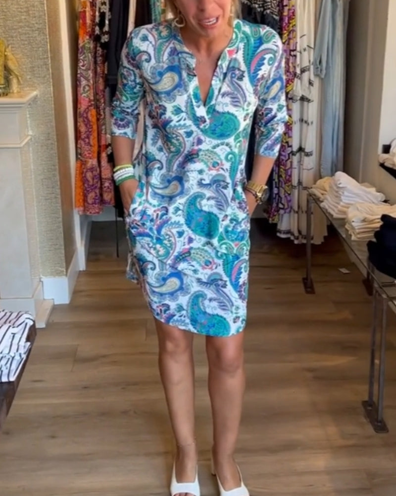 Kjole med paisley-print og lommer