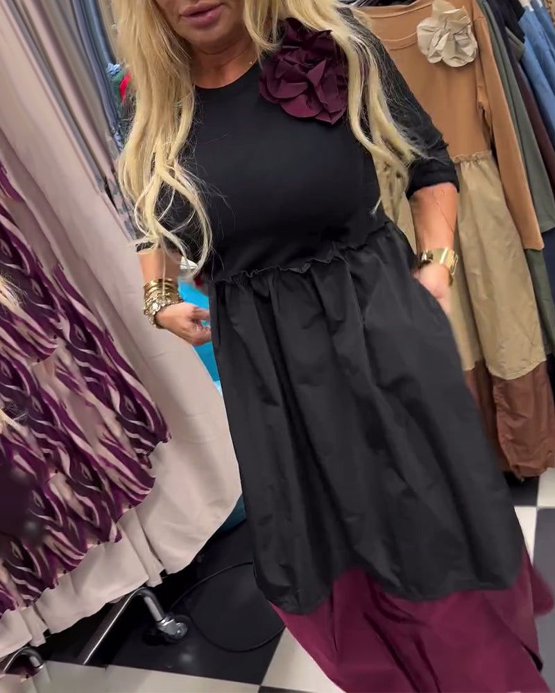 Elegant kjole med kontrastkant