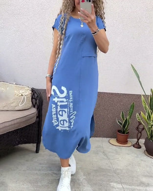 Kjole Sexy Slit Korte Ærmer