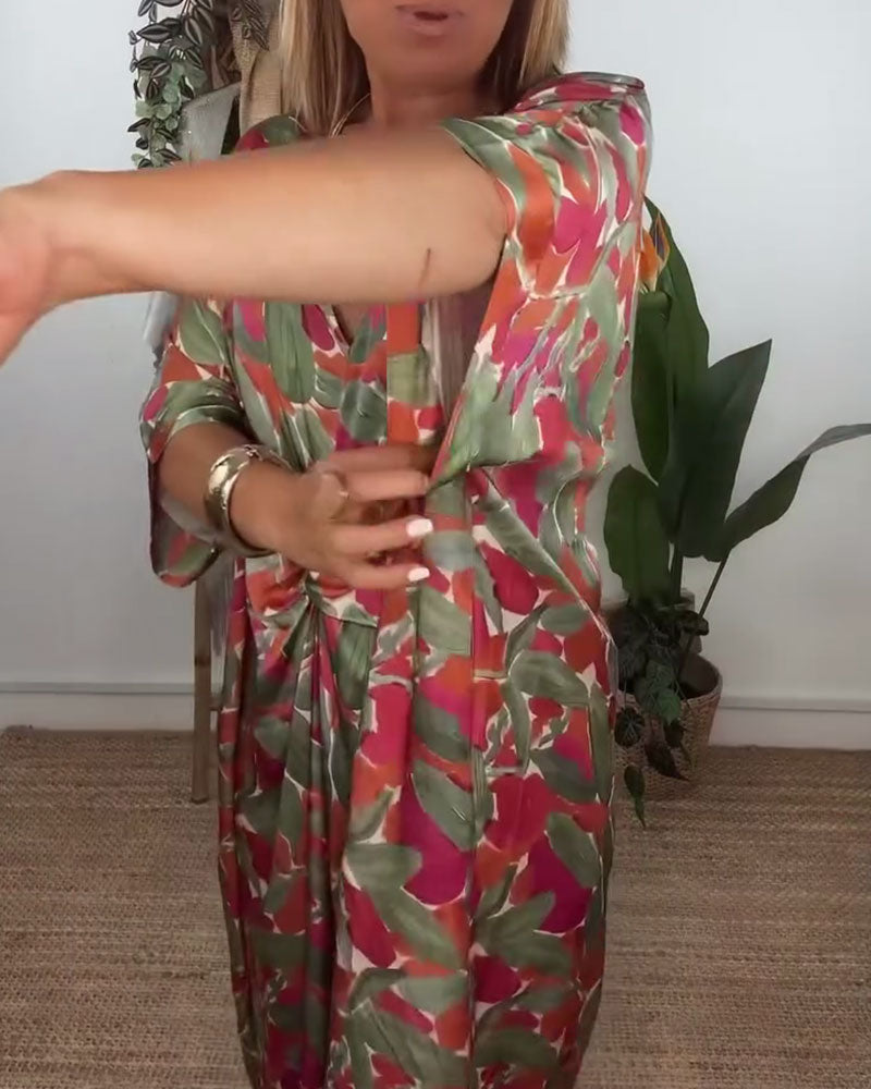 Kjole Med V-Udskæring Og Snoet Mønster