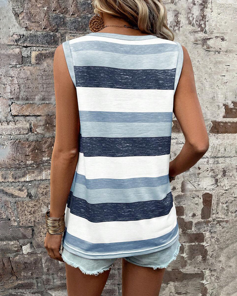 Tank Top Stribet Tryk Casual