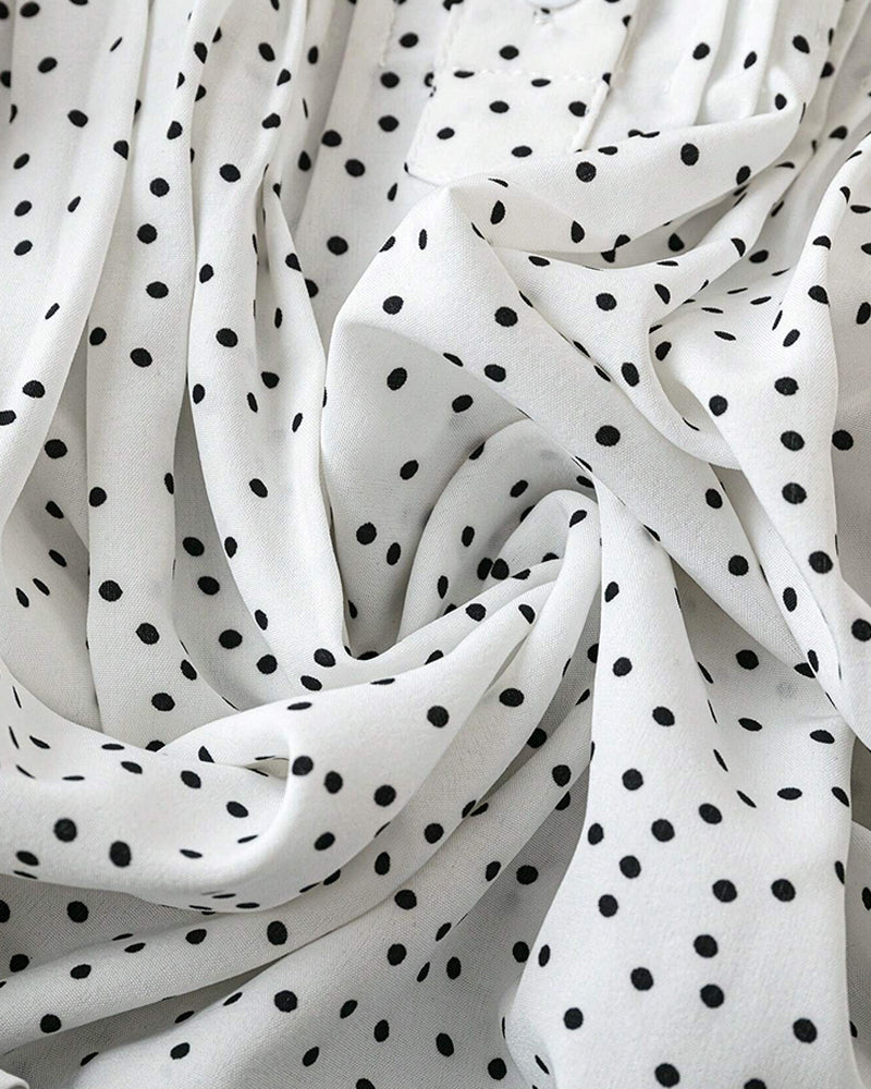 Bluse Flæseærme V-Hals Polka Dot