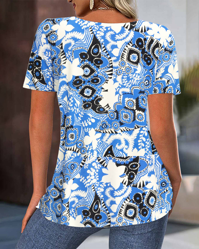 Bluse Plisseret Trykt Fashion