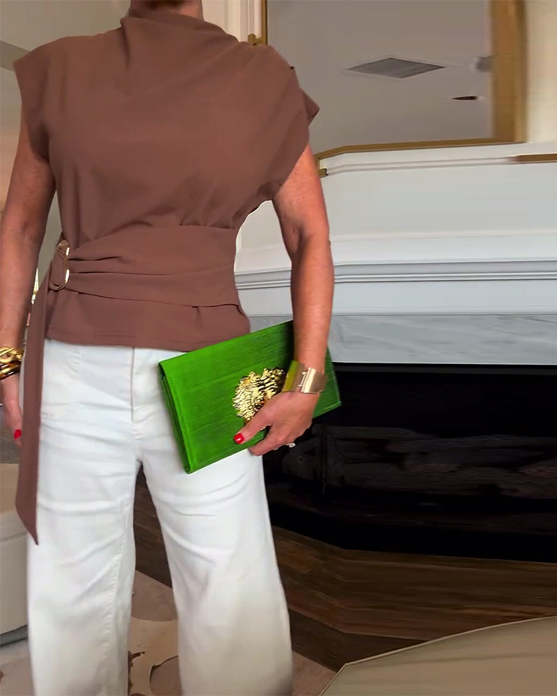 Taljeformende Ensfarvet Bluse