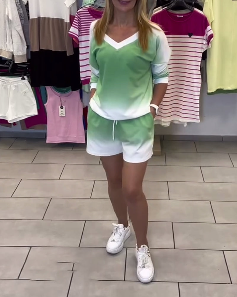 Sæt Langærmede V-Hals Gradient Sport