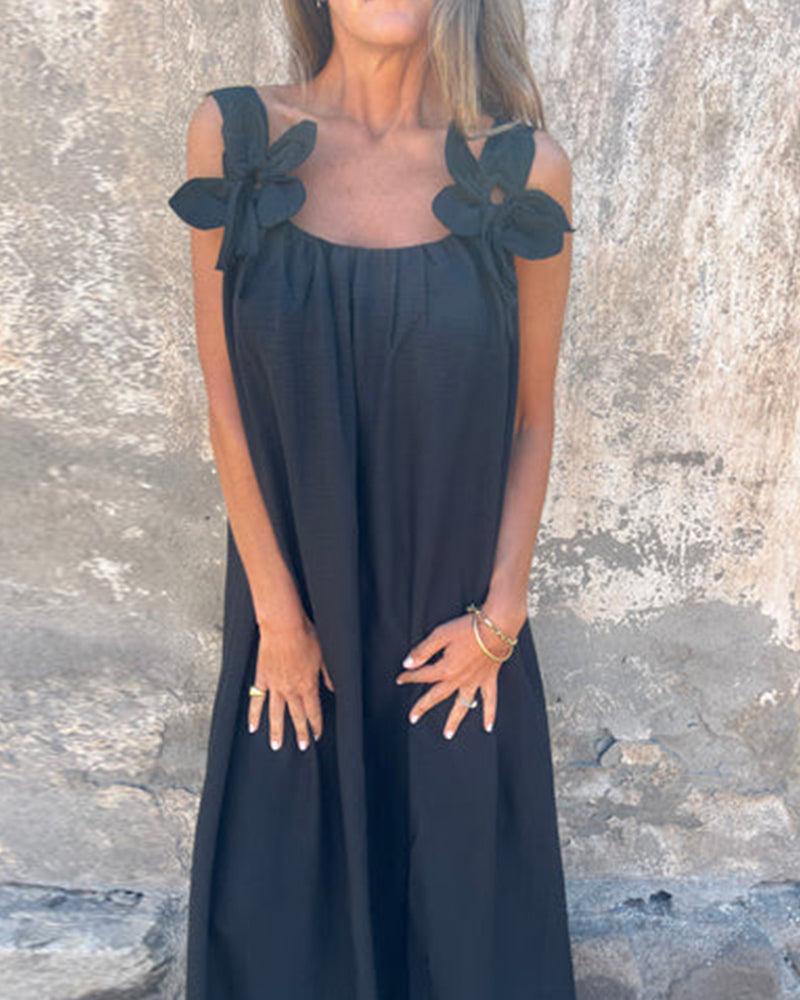 Kjole Ærmeløs Ensfarvet Fashion Lang