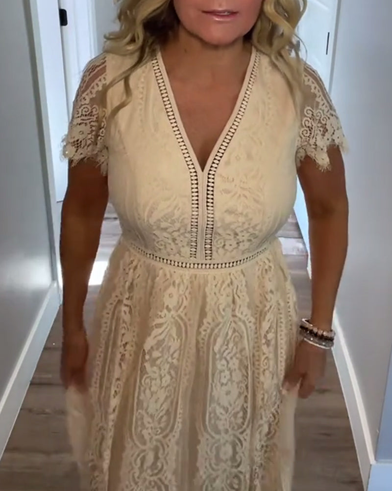 Kjole V-Hals Elegant Spidsliv