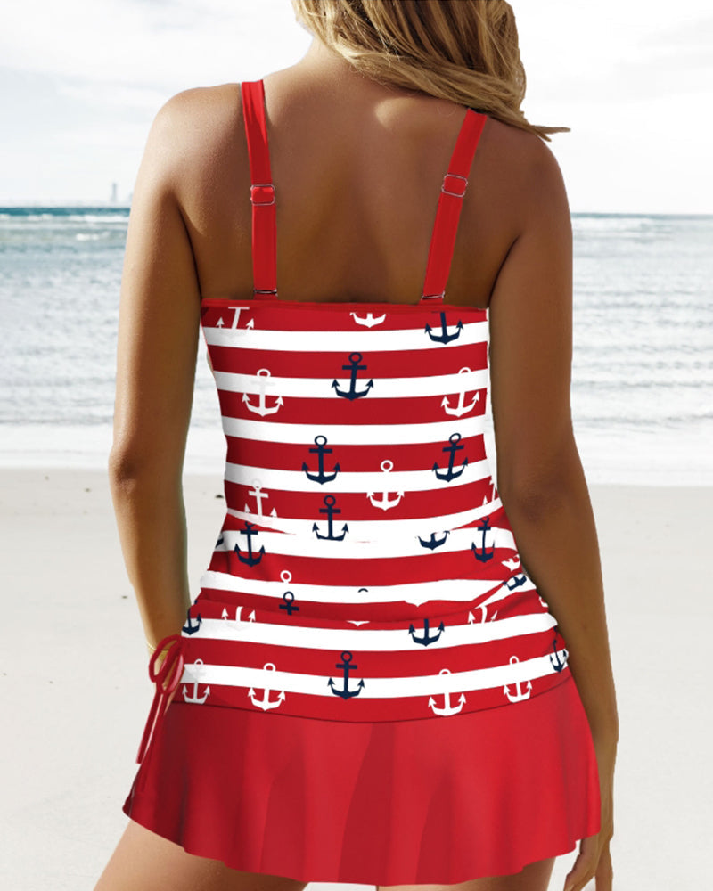 Stribet tankini med ankre