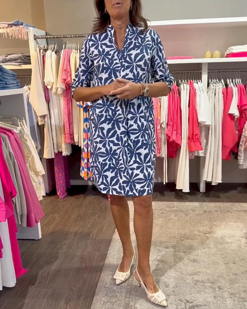 Afslappet shift kjole med print