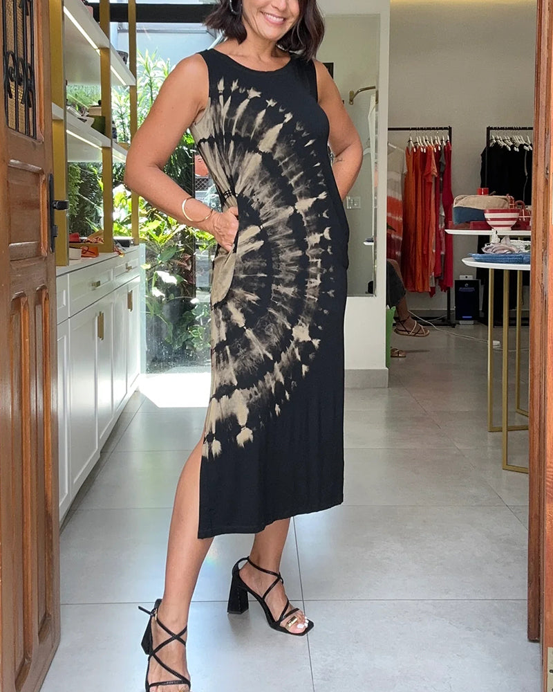 Kjole uden ærmer med slids