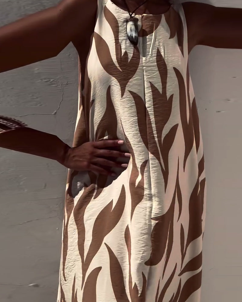 Kjole Ærmeløs Rygløs Printet