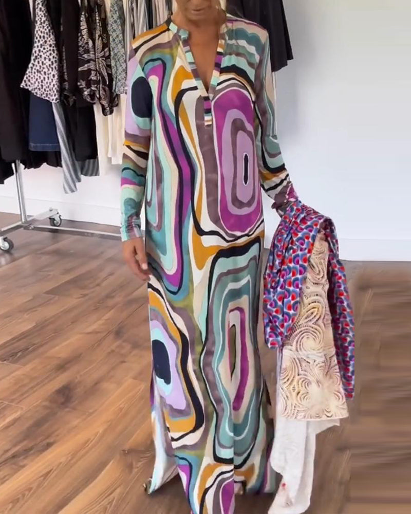 Lang kjole med psykedelisk print