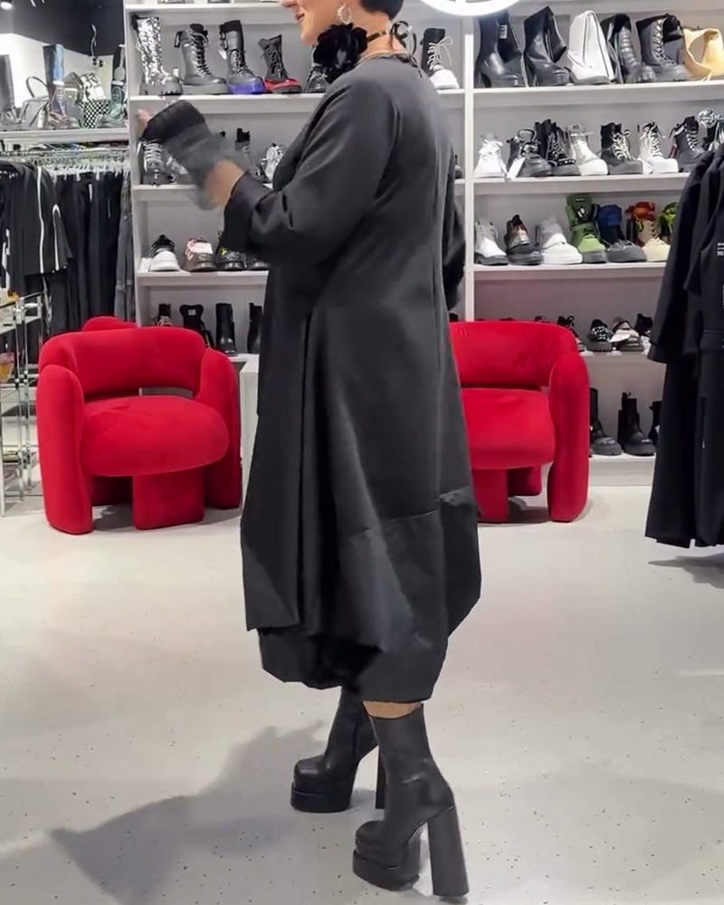 Kjole ensfarvet moderigtigt patchwork