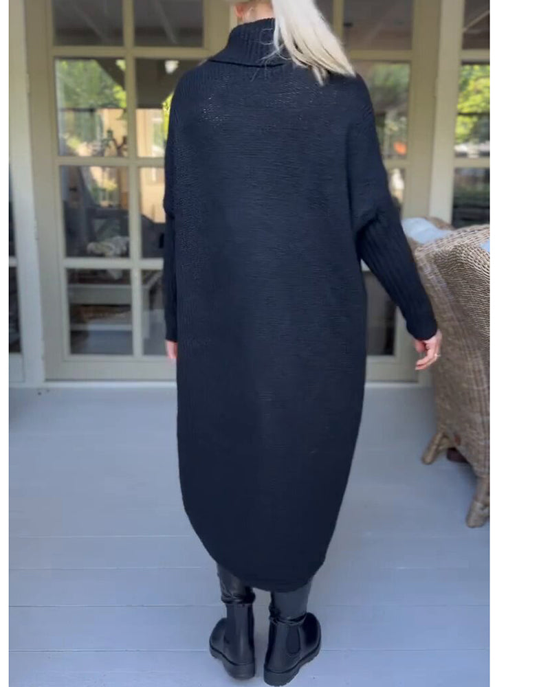 Lang pullover med høj hals