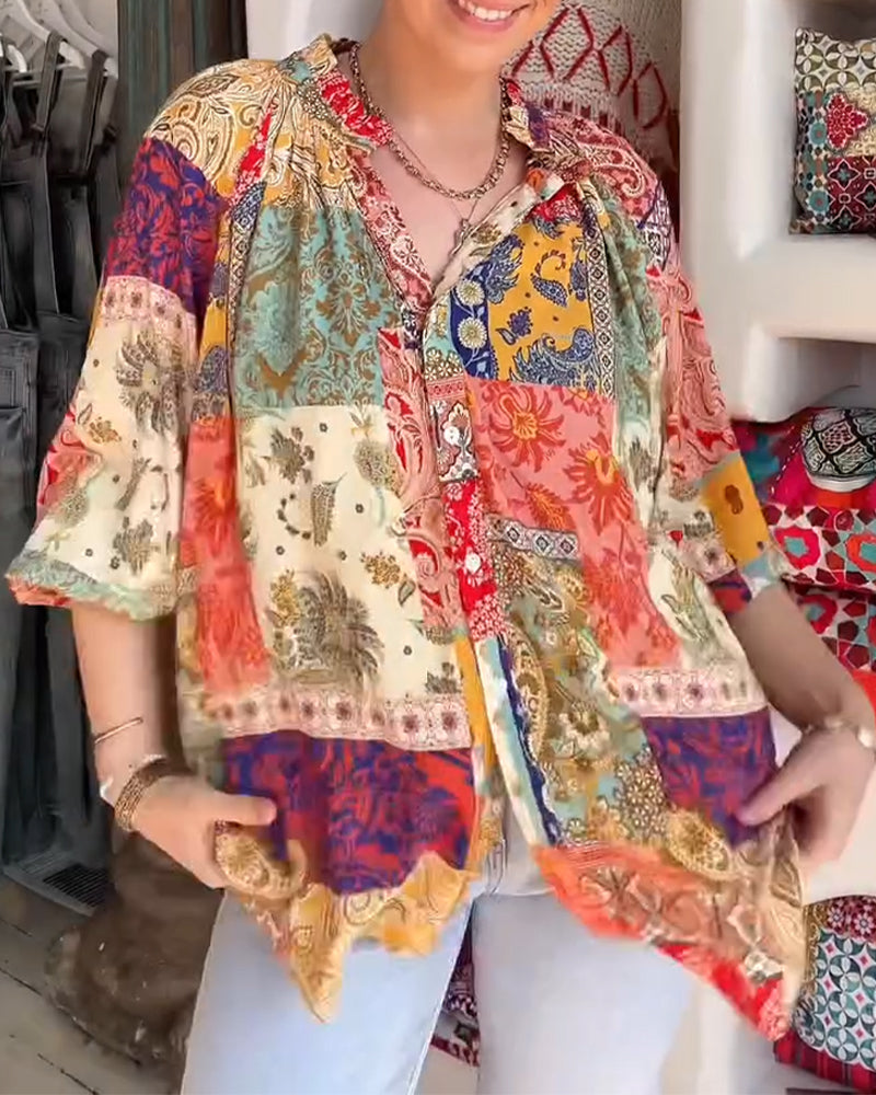 Bluse Svamp Knipling Tryk