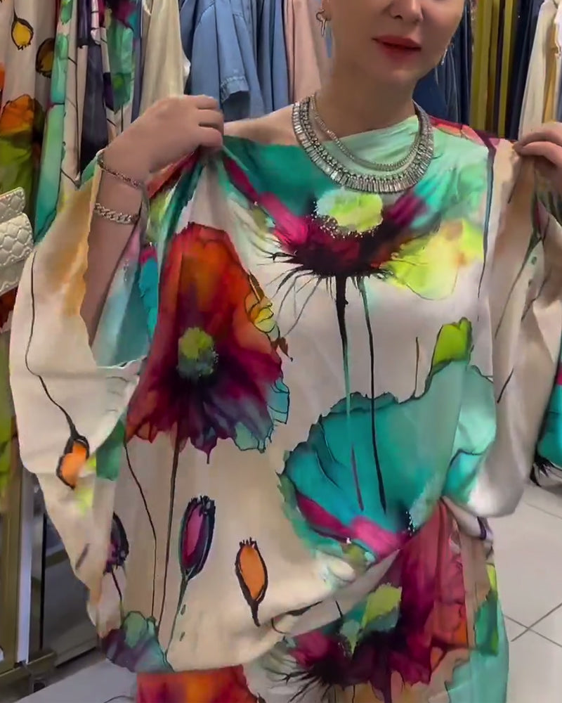 Buksedragt med lotusblomst print