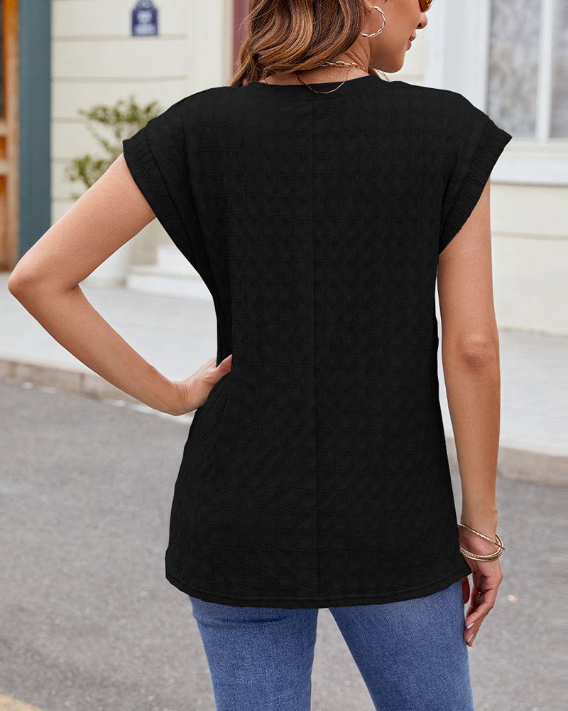 T-Shirt Rund Hals Ensfarvet Kort Ærme