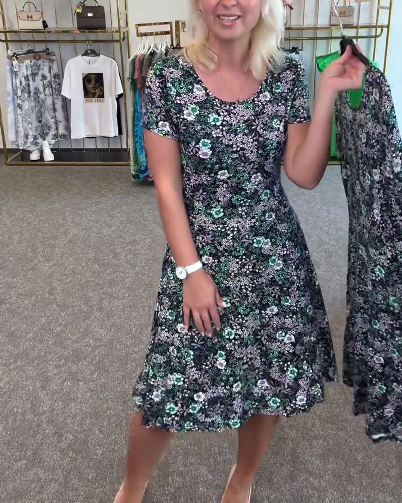 Kjole Stilfuld Slank Talje Trykt