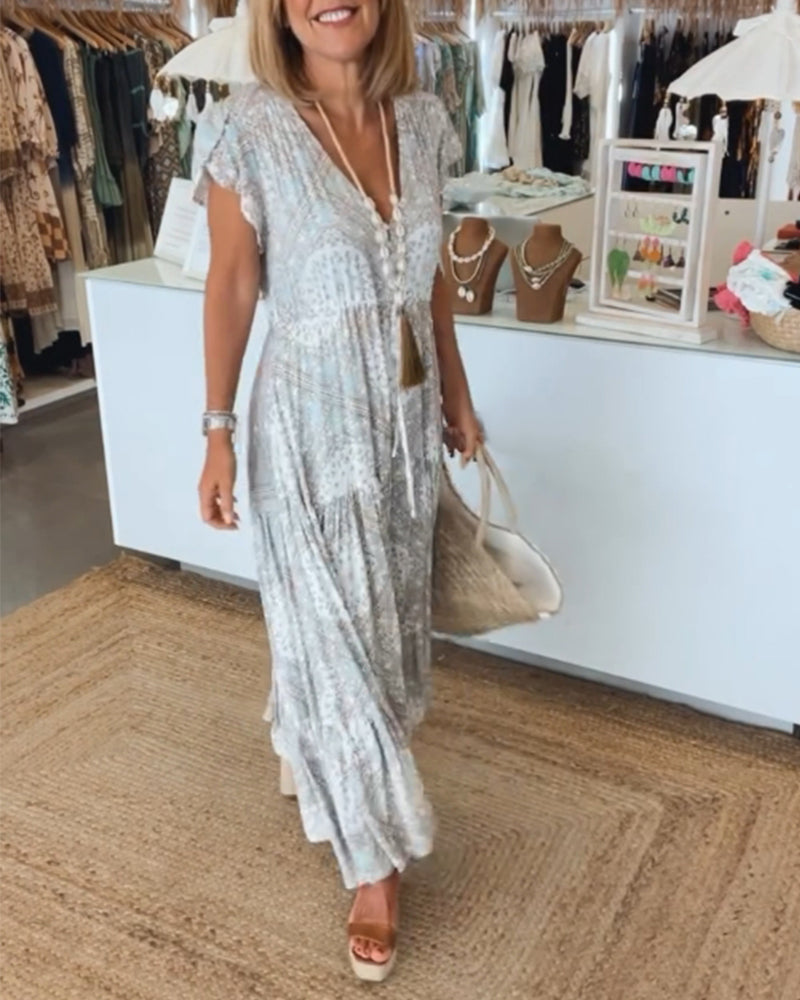 V-halset feriekjole med slids