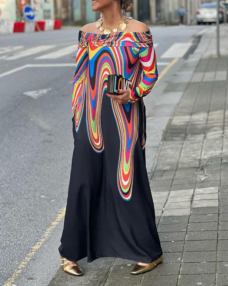 Elegant off-shoulder kjole med lange ærmer
