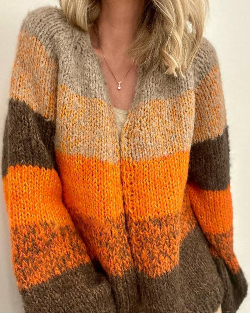 Farveblok løs cardigan