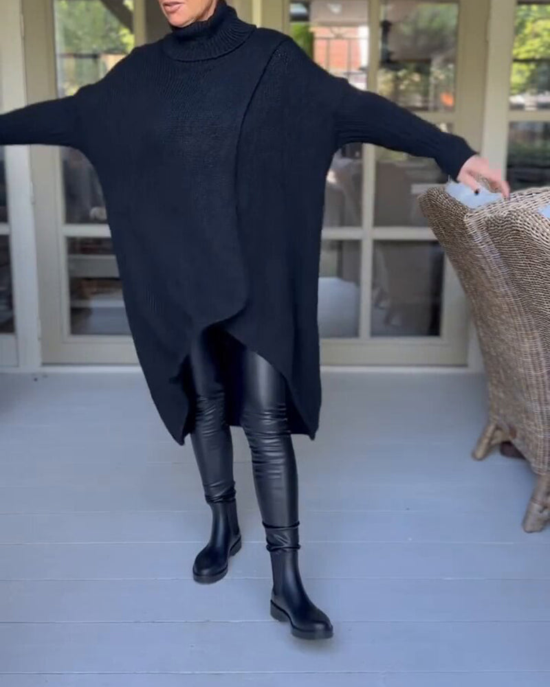 Lang pullover med høj hals