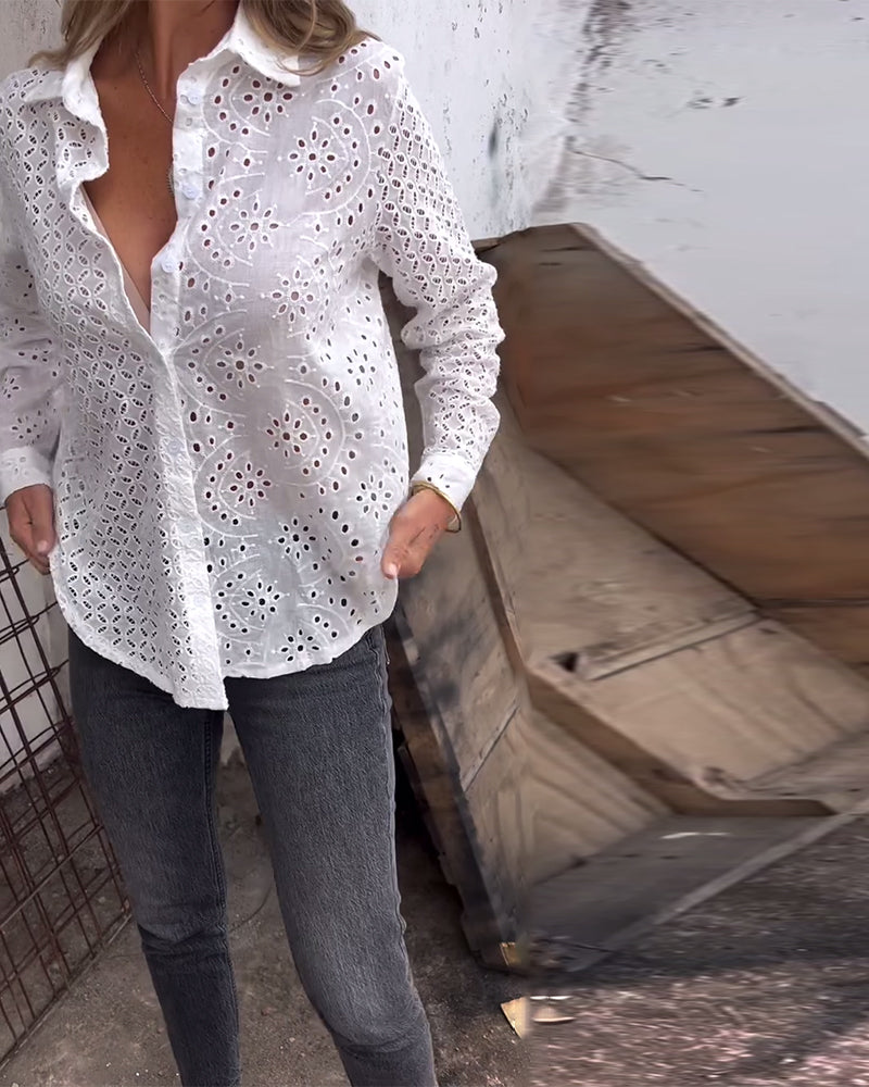 Skjorte Langærmet Flip Udskåret