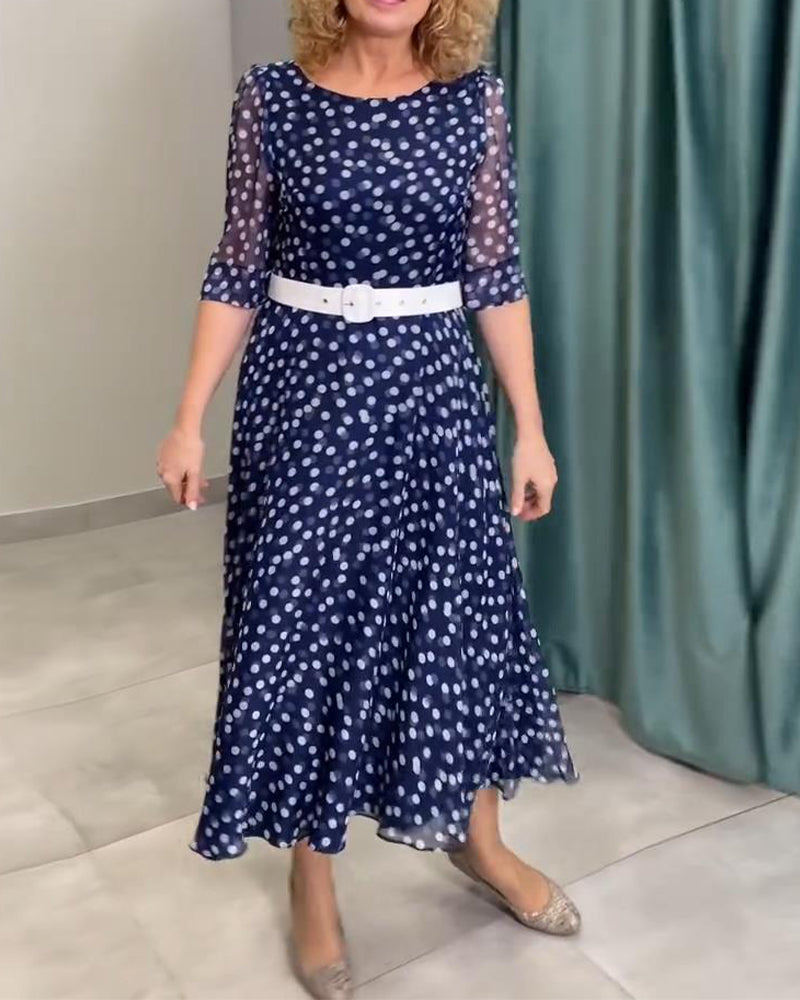 Kjole Halværmede Prik Chiffon