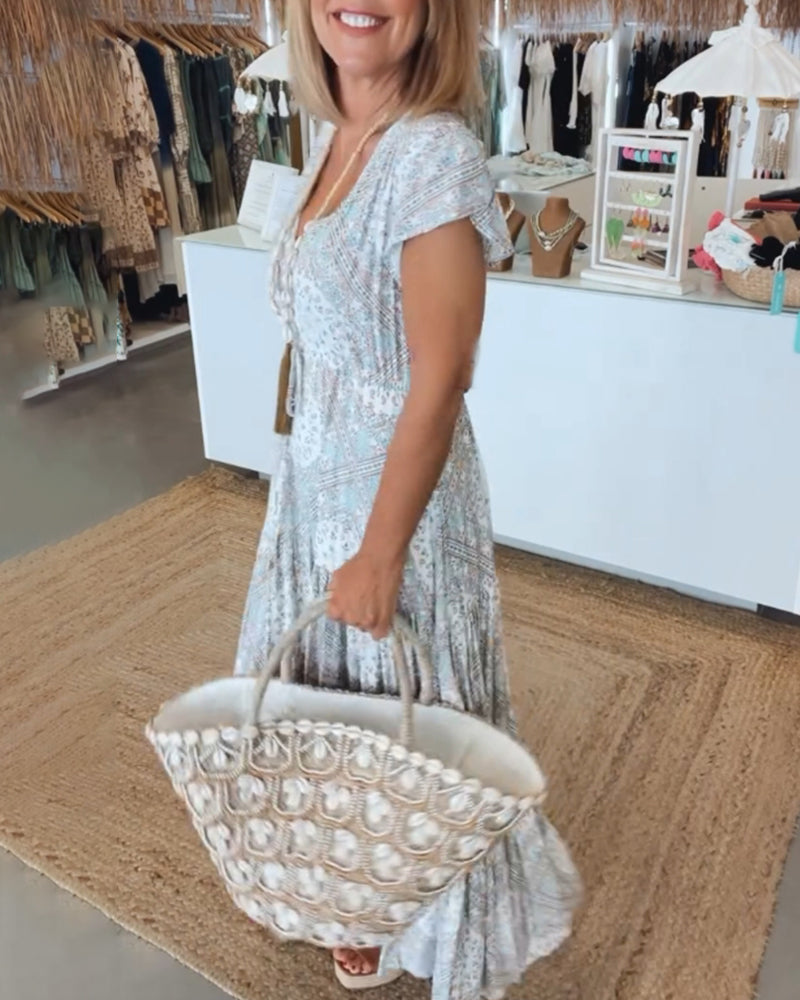 V-halset feriekjole med slids