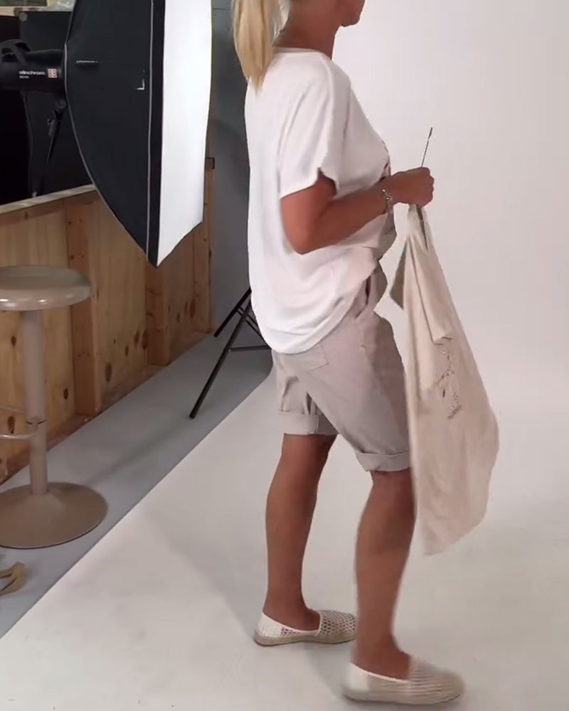 T-Shirt V-Hals Printet Alsidig