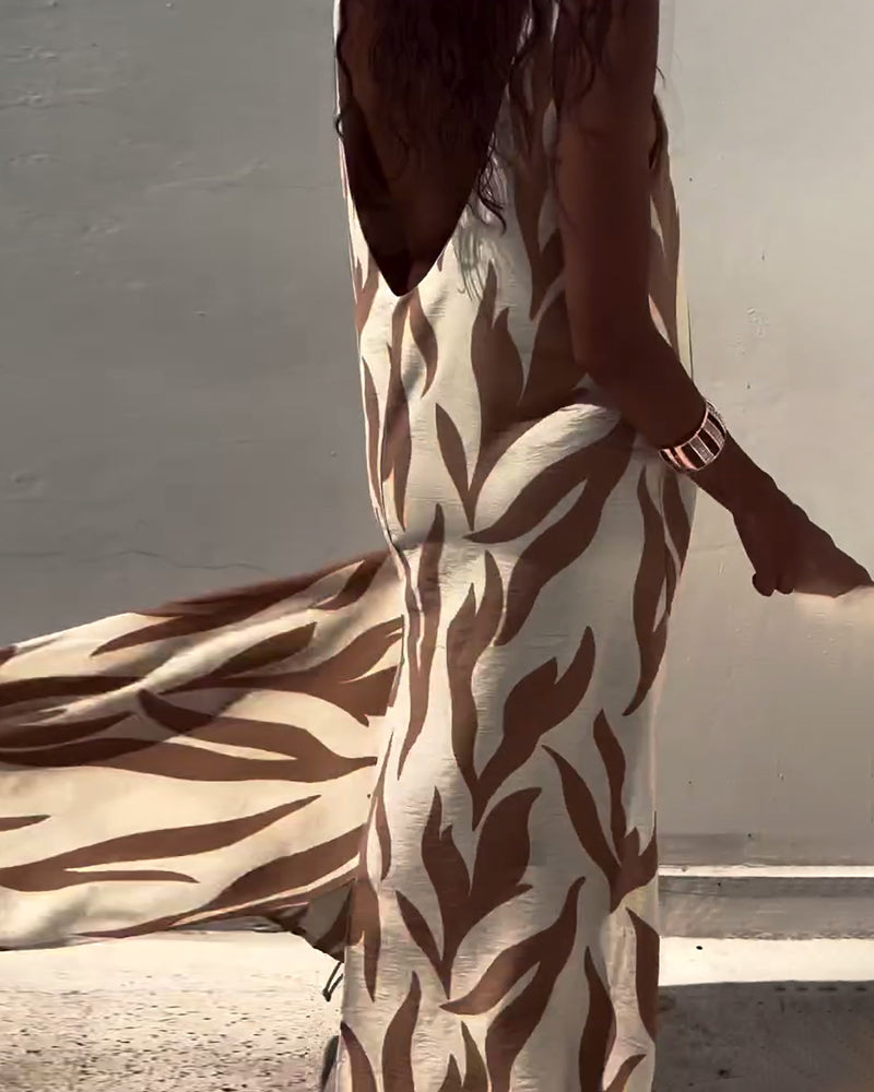 Kjole Ærmeløs Rygløs Printet