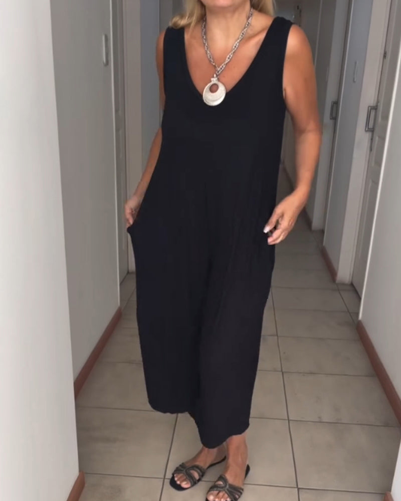 Sort jumpsuit uden ærmer