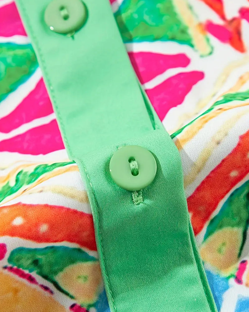 Kjole Med Revers Farverigt Trykt Skjorte