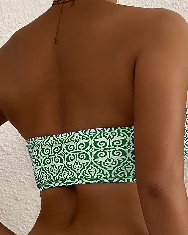 Bikini Bandeau Blomstret Print Todelt