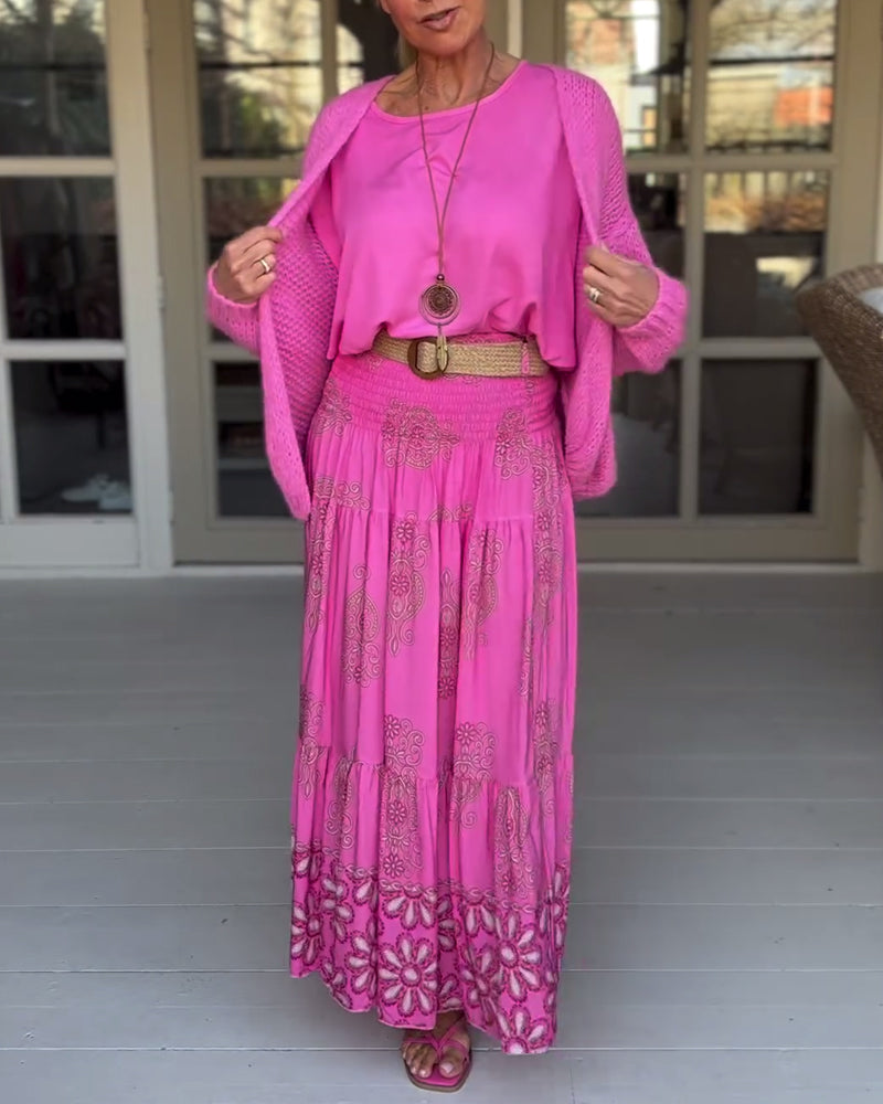 Pink T-shirt med rund hals