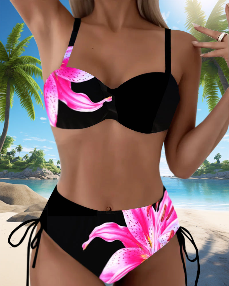Bikini Triangel Snørre Blomsterprint