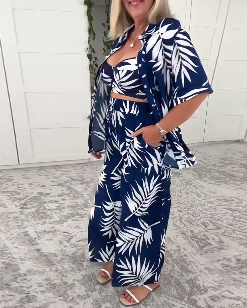 Badedragt Tre-Delt Hawaiiansk Print