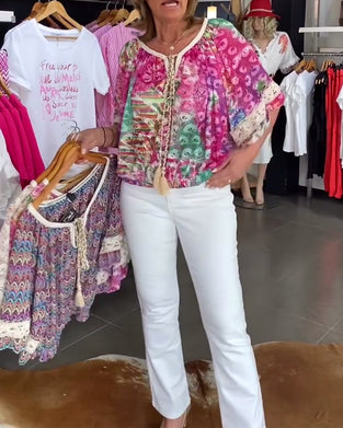 Bluse Med Løs Pasform Og Bohemeprint