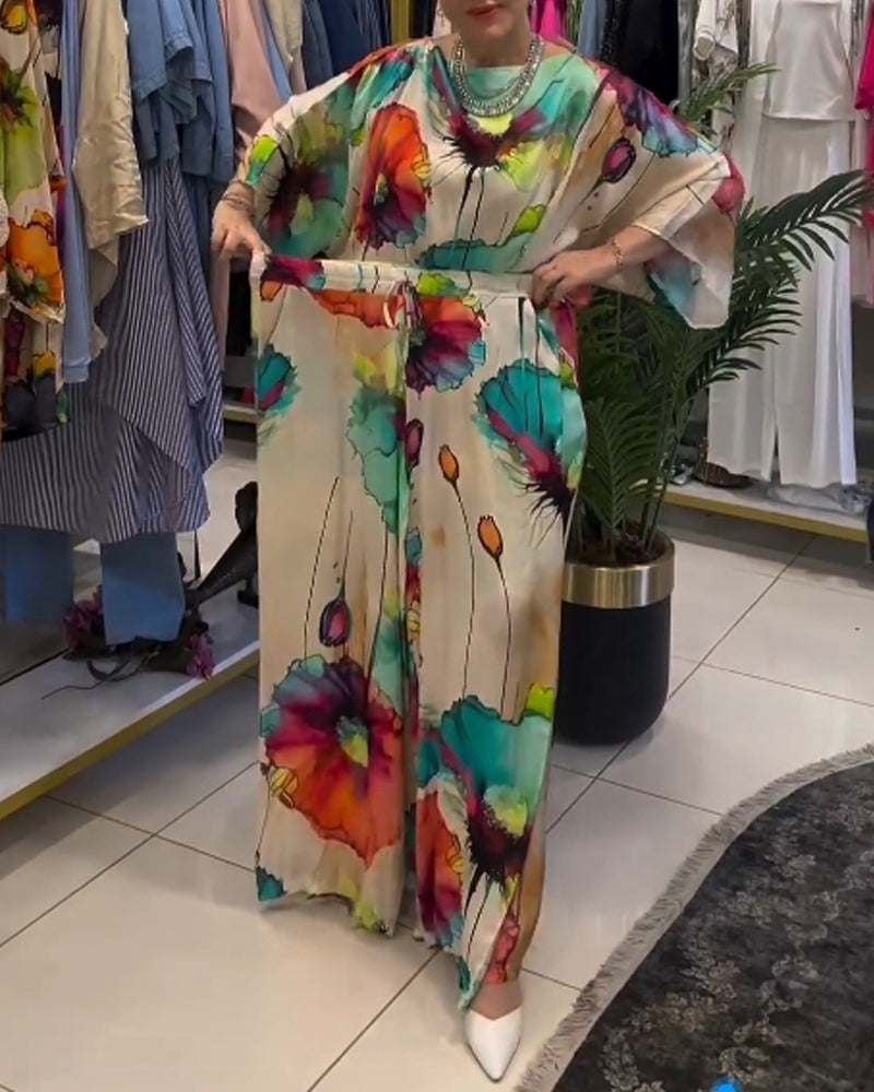 Buksedragt med lotusblomst print