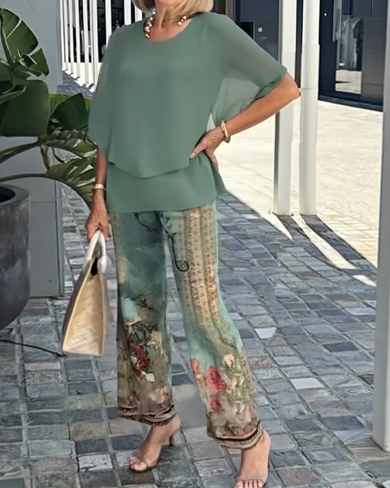 Set Fashion Trykte Lige Bukser